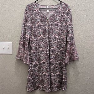 Women’s Paisley Print Dress Flare Long Sleeves size Medium - PerSeption Concept